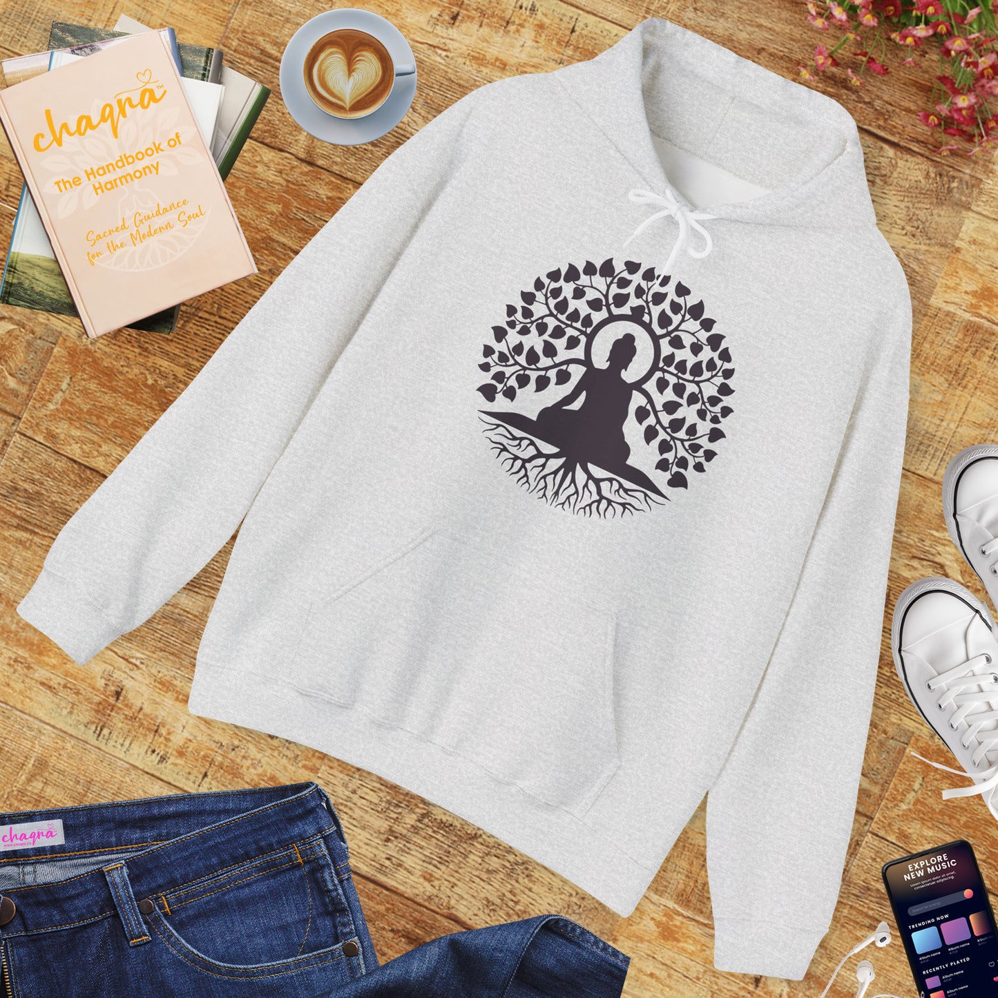 🌱Stillness Hoodie – Buddha Roots & Inner Peace🧘‍♂️🌳✨