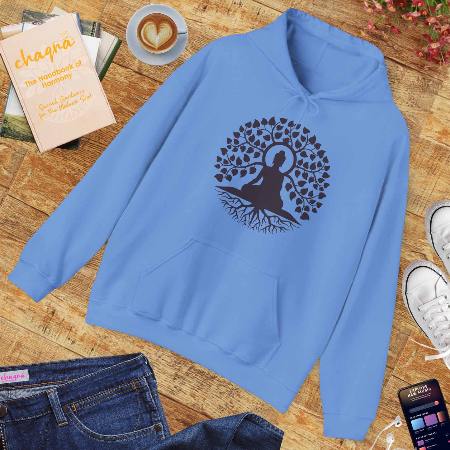 🌱Stillness Hoodie – Buddha Roots & Inner Peace🧘‍♂️🌳✨