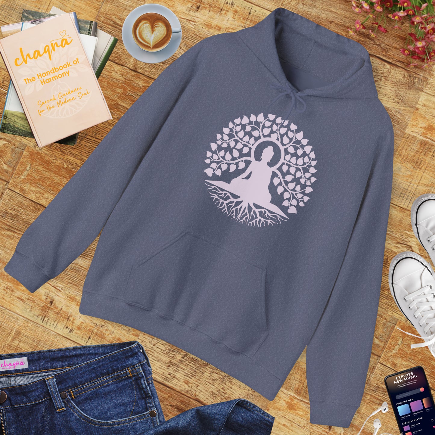 🌱Stillness Hoodie – Buddha Roots & Inner Peace🧘‍♂️🌳✨
