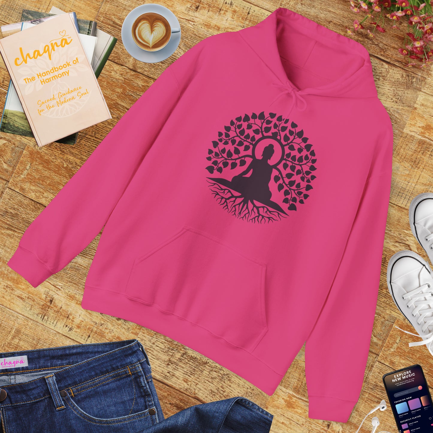 🌱Stillness Hoodie – Buddha Roots & Inner Peace🧘‍♂️🌳✨