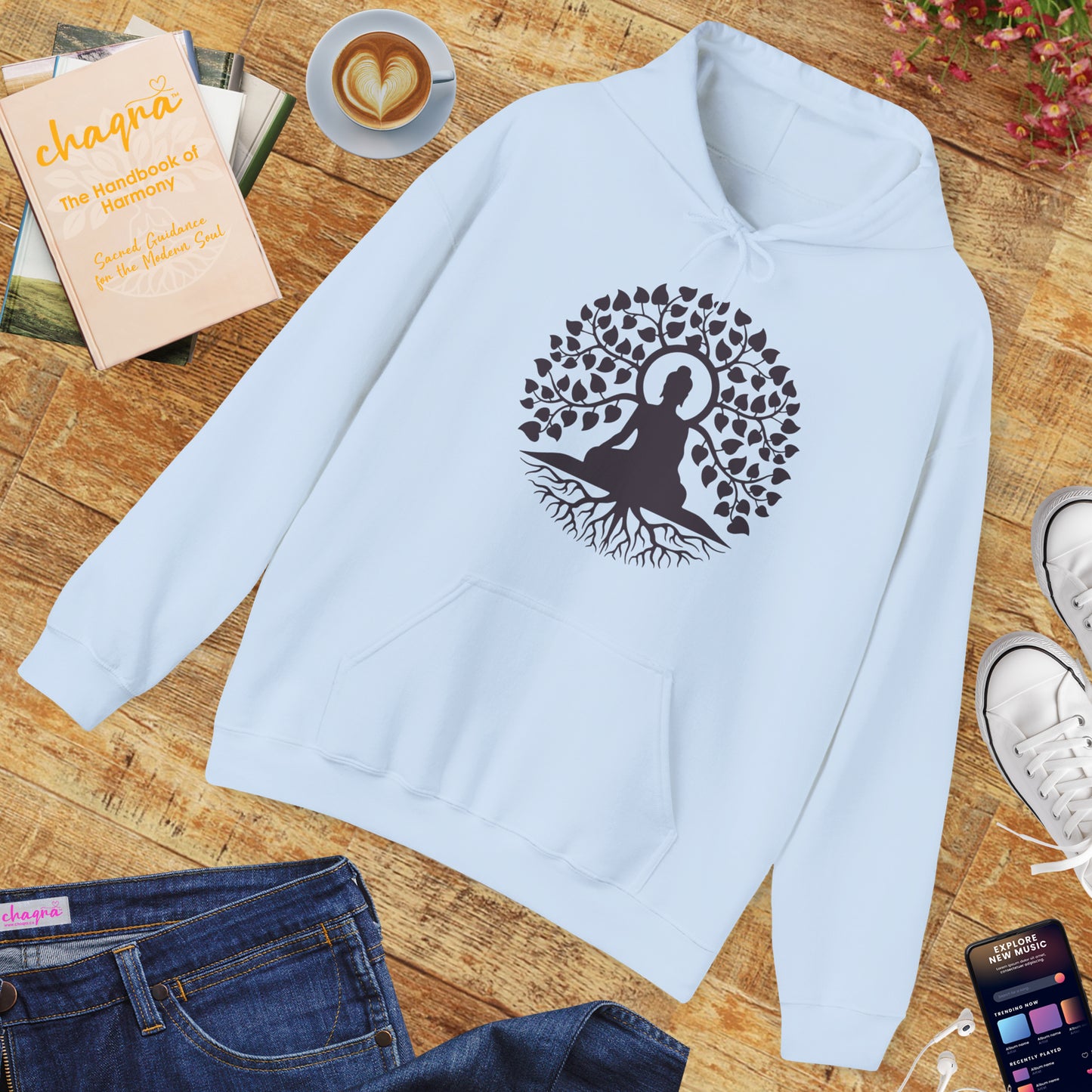 🌱Stillness Hoodie – Buddha Roots & Inner Peace🧘‍♂️🌳✨