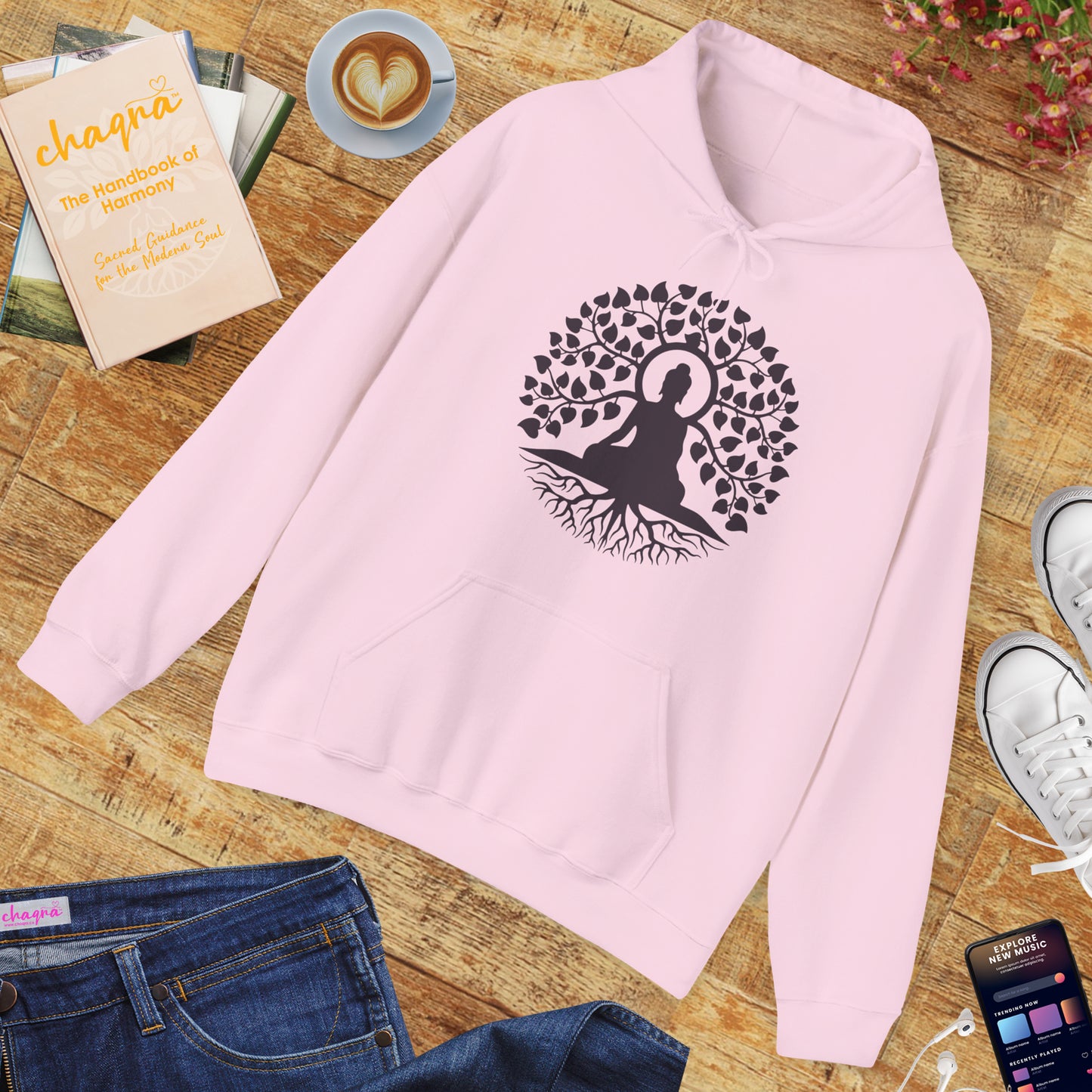 🌱Stillness Hoodie – Buddha Roots & Inner Peace🧘‍♂️🌳✨