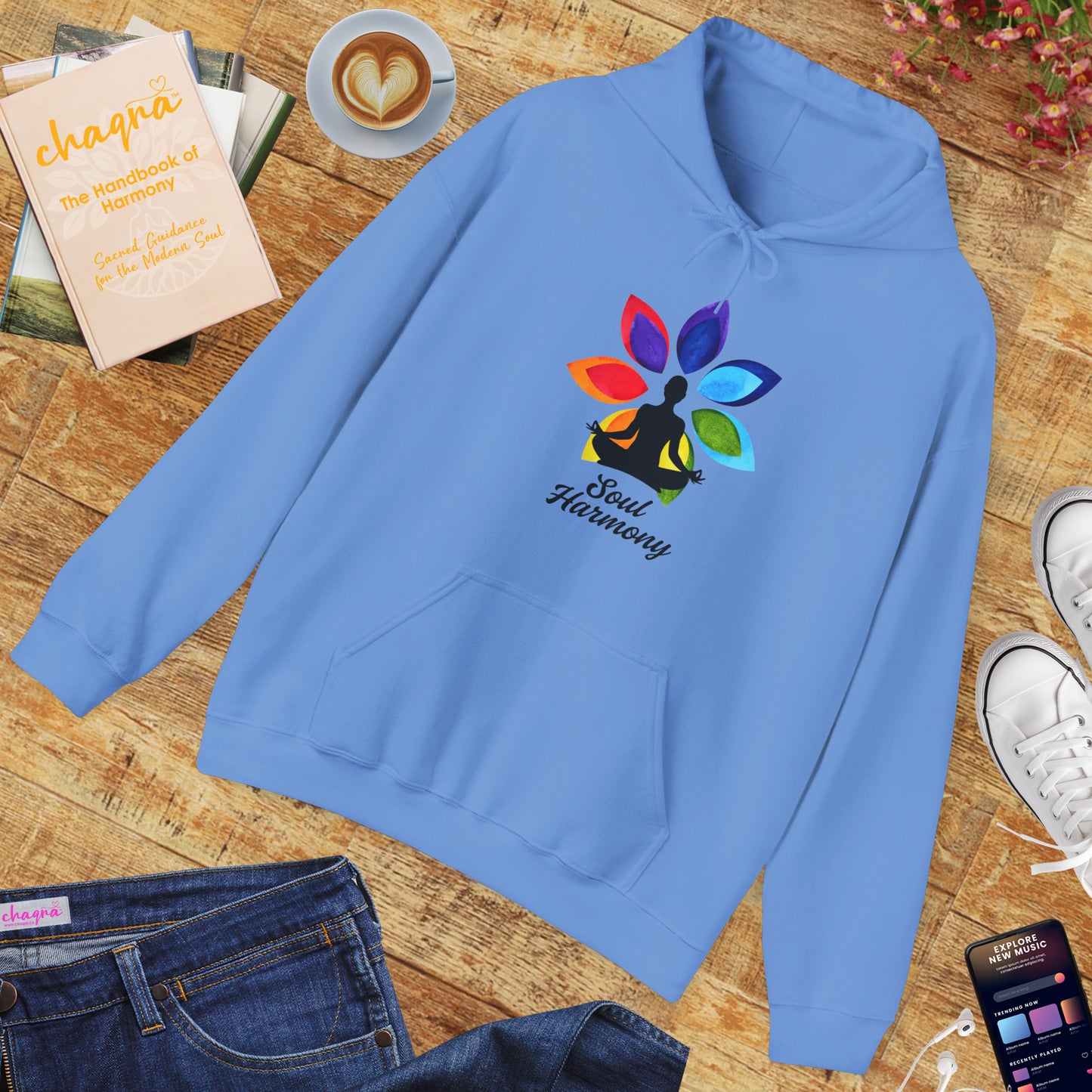 🌸Soul Harmony Hoodie – Meditative Lotus Chakra Alignment🧘‍♀️🌈✨