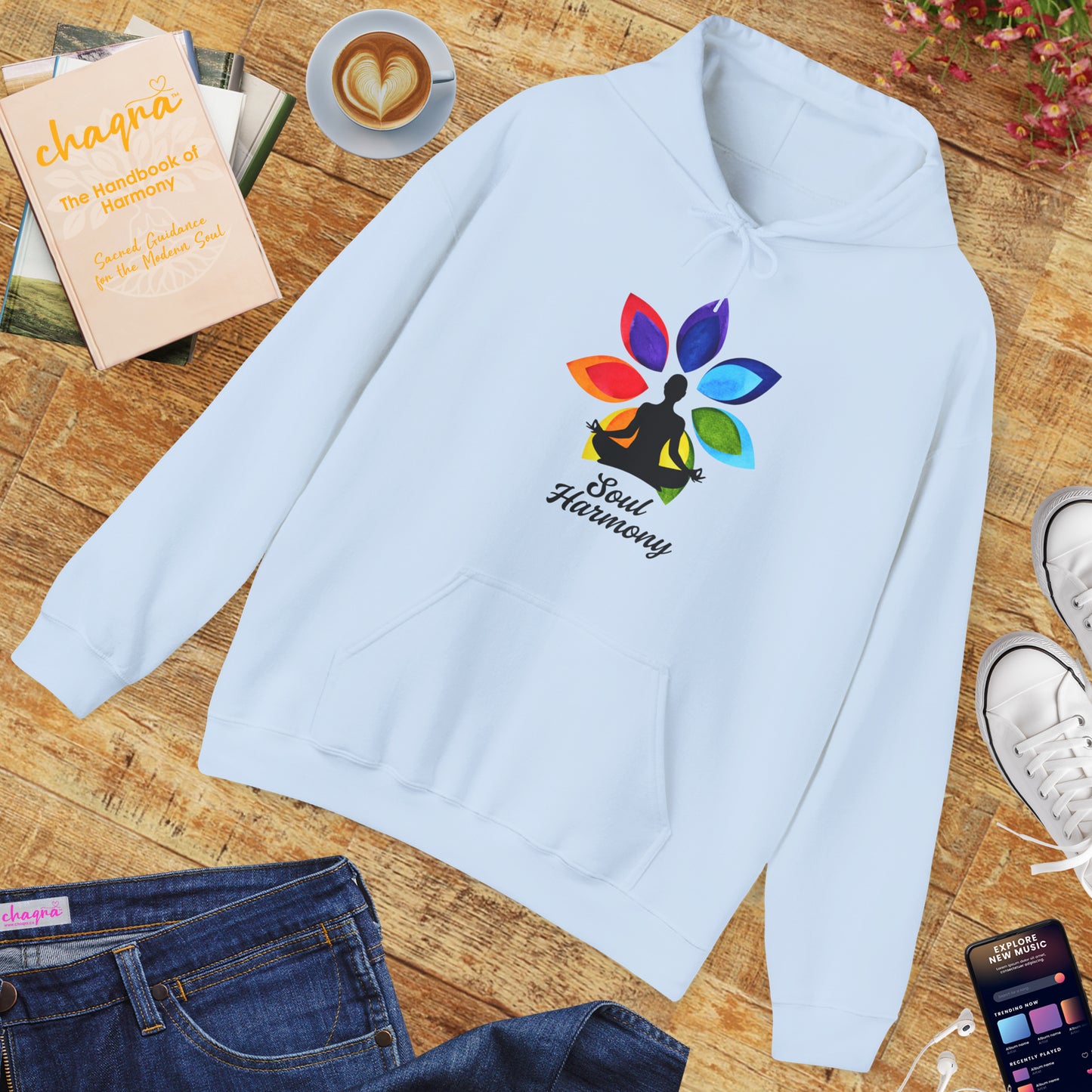 🌸Soul Harmony Hoodie – Meditative Lotus Chakra Alignment🧘‍♀️🌈✨