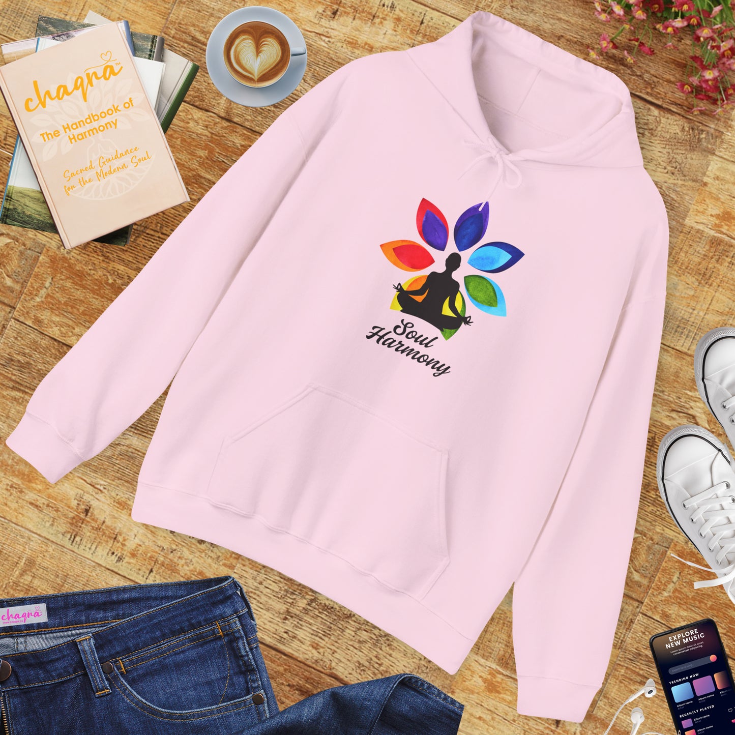 🌸Soul Harmony Hoodie – Meditative Lotus Chakra Alignment🧘‍♀️🌈✨