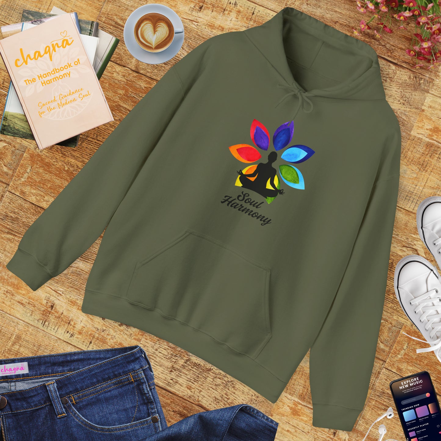 🌸Soul Harmony Hoodie – Meditative Lotus Chakra Alignment🧘‍♀️🌈✨