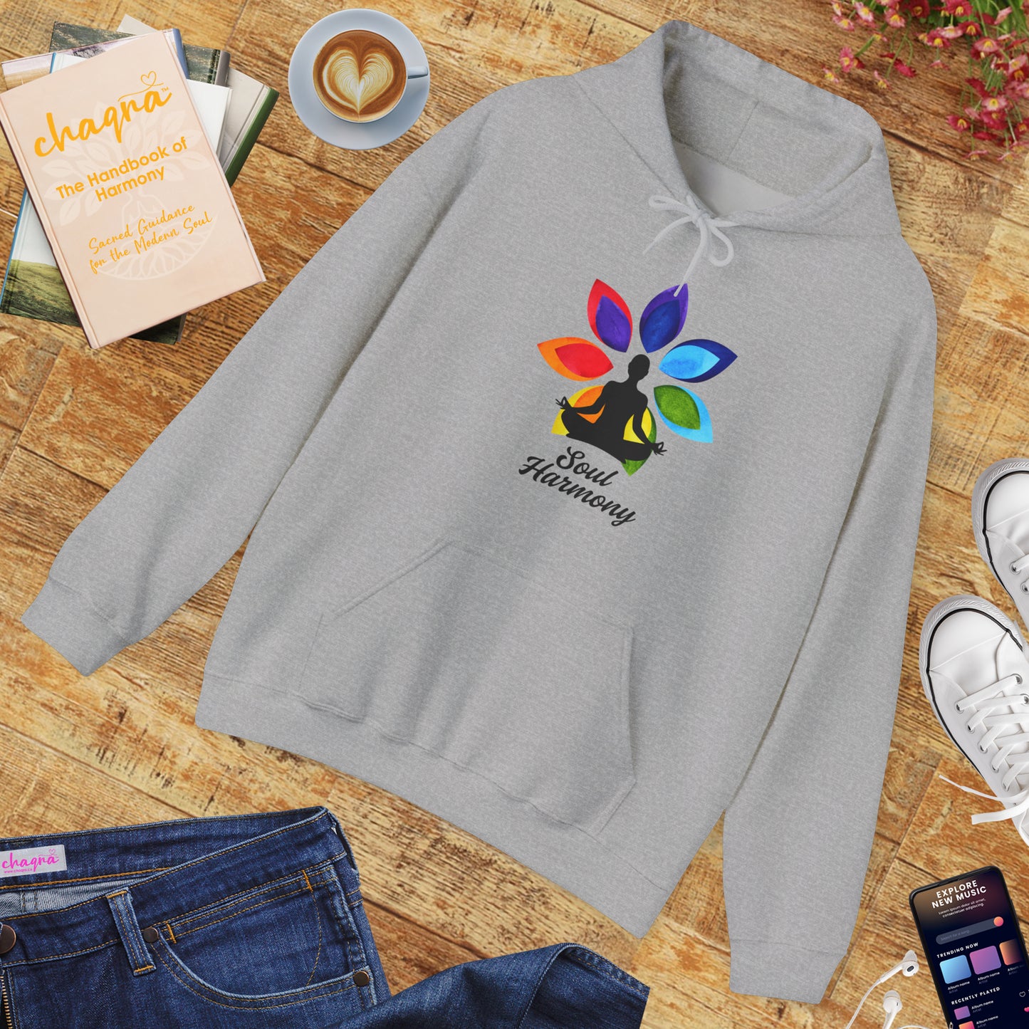 🌸Soul Harmony Hoodie – Meditative Lotus Chakra Alignment🧘‍♀️🌈✨