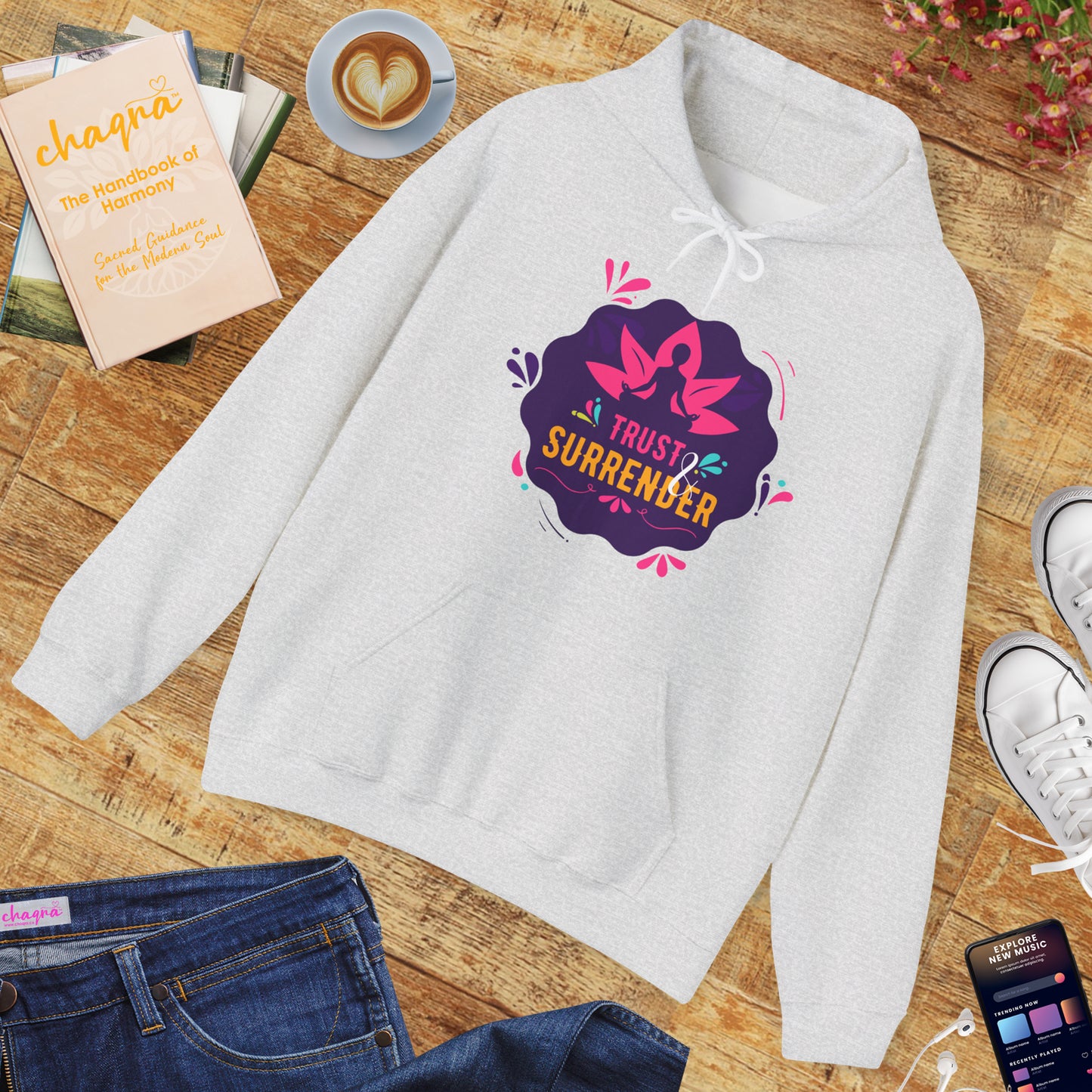 Lotus Flow “Trust & Surrender” Hoodie – Meditative Comfort with Sacred Intention 🌸🧘‍♀️✨