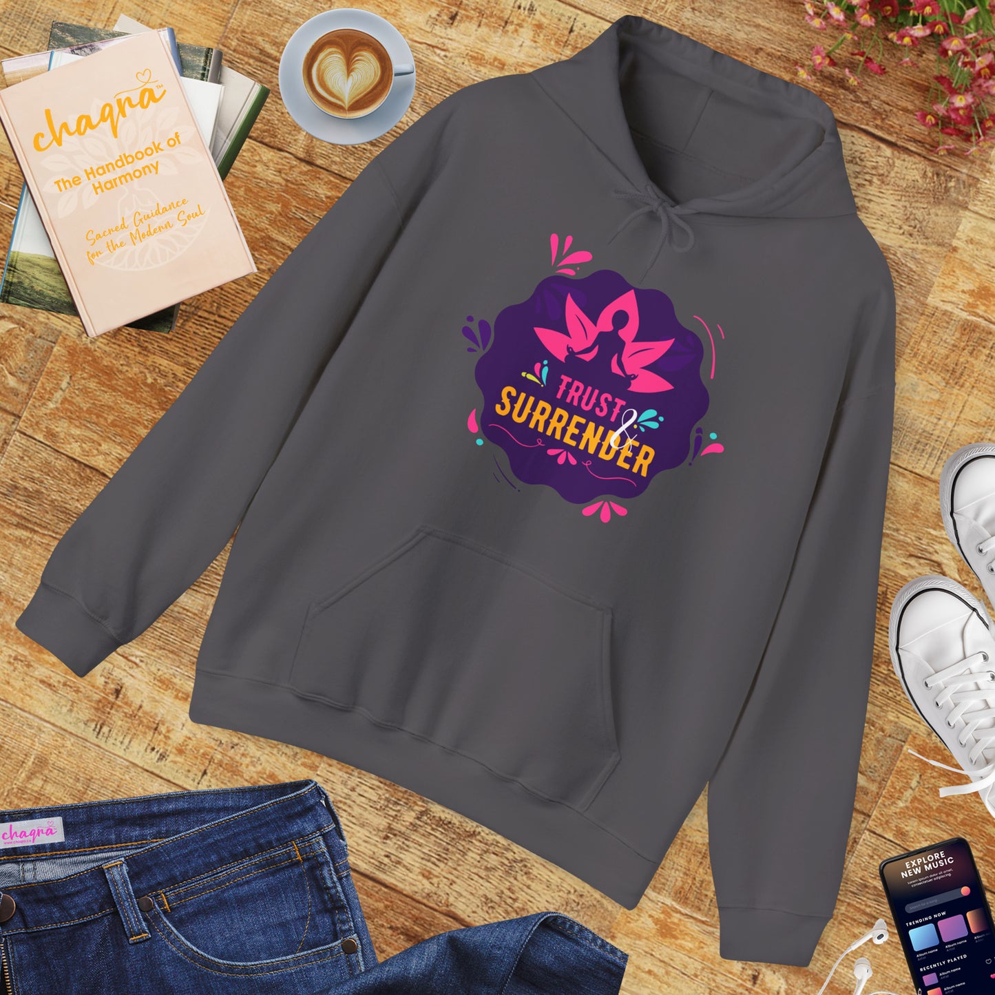 Lotus Flow “Trust & Surrender” Hoodie – Meditative Comfort with Sacred Intention 🌸🧘‍♀️✨