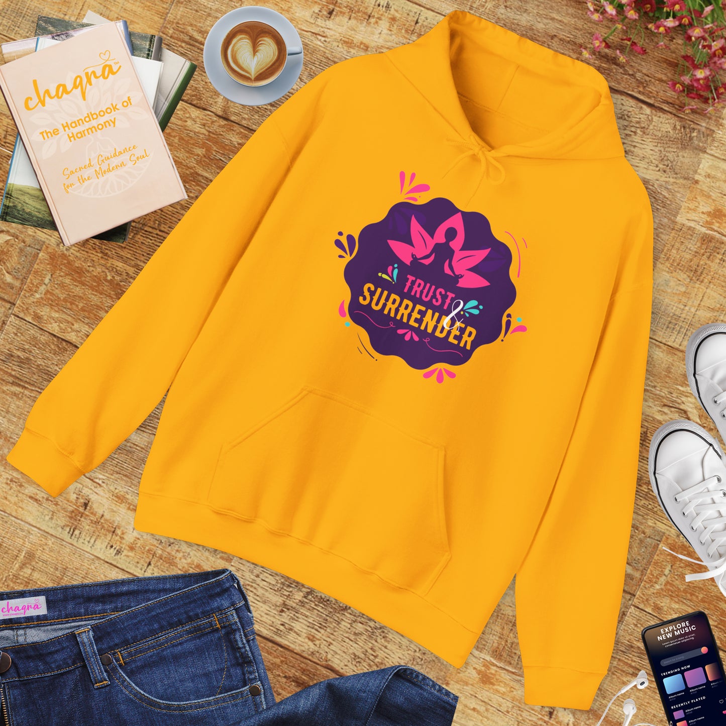 Lotus Flow “Trust & Surrender” Hoodie – Meditative Comfort with Sacred Intention 🌸🧘‍♀️✨