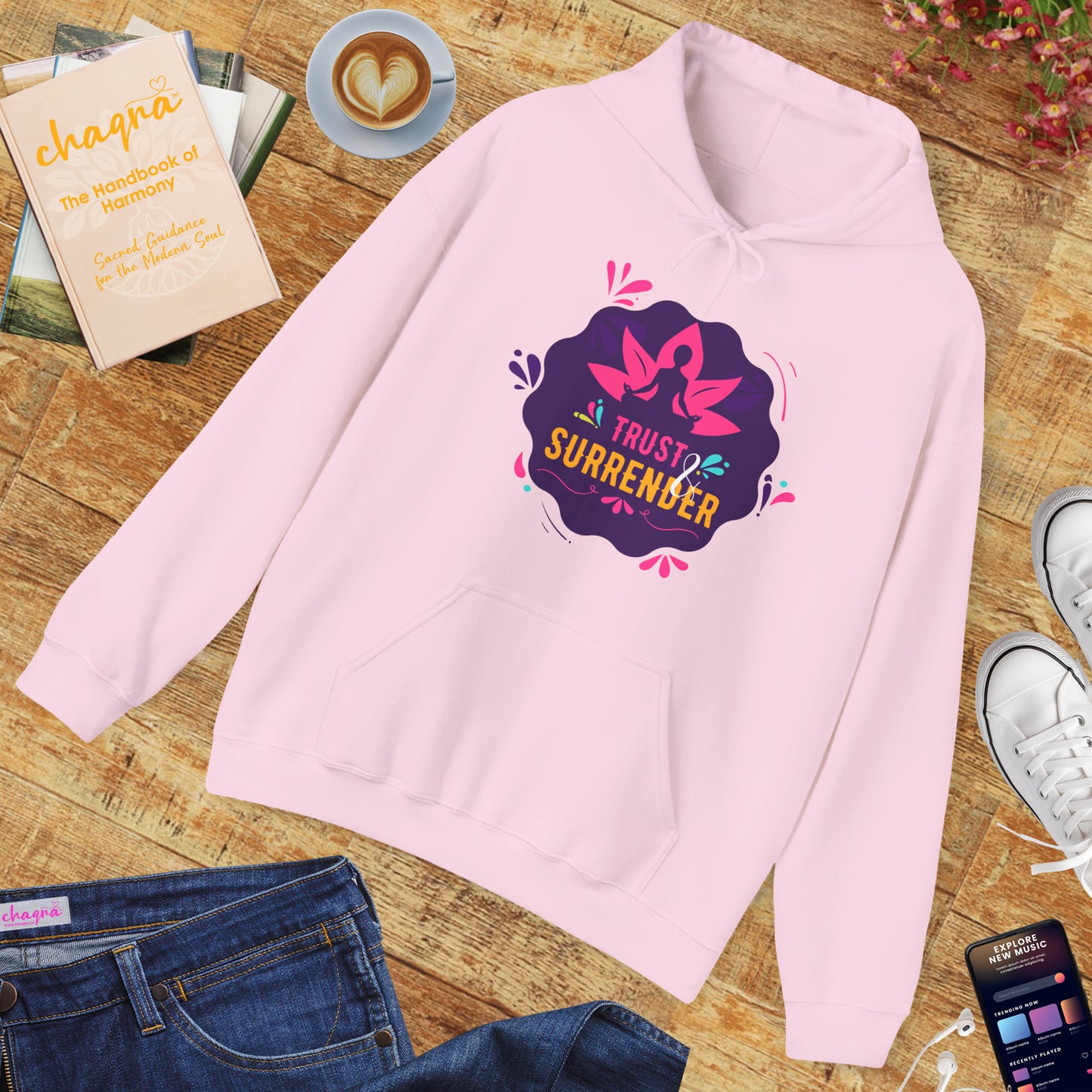 Lotus Flow “Trust & Surrender” Hoodie – Meditative Comfort with Sacred Intention 🌸🧘‍♀️✨