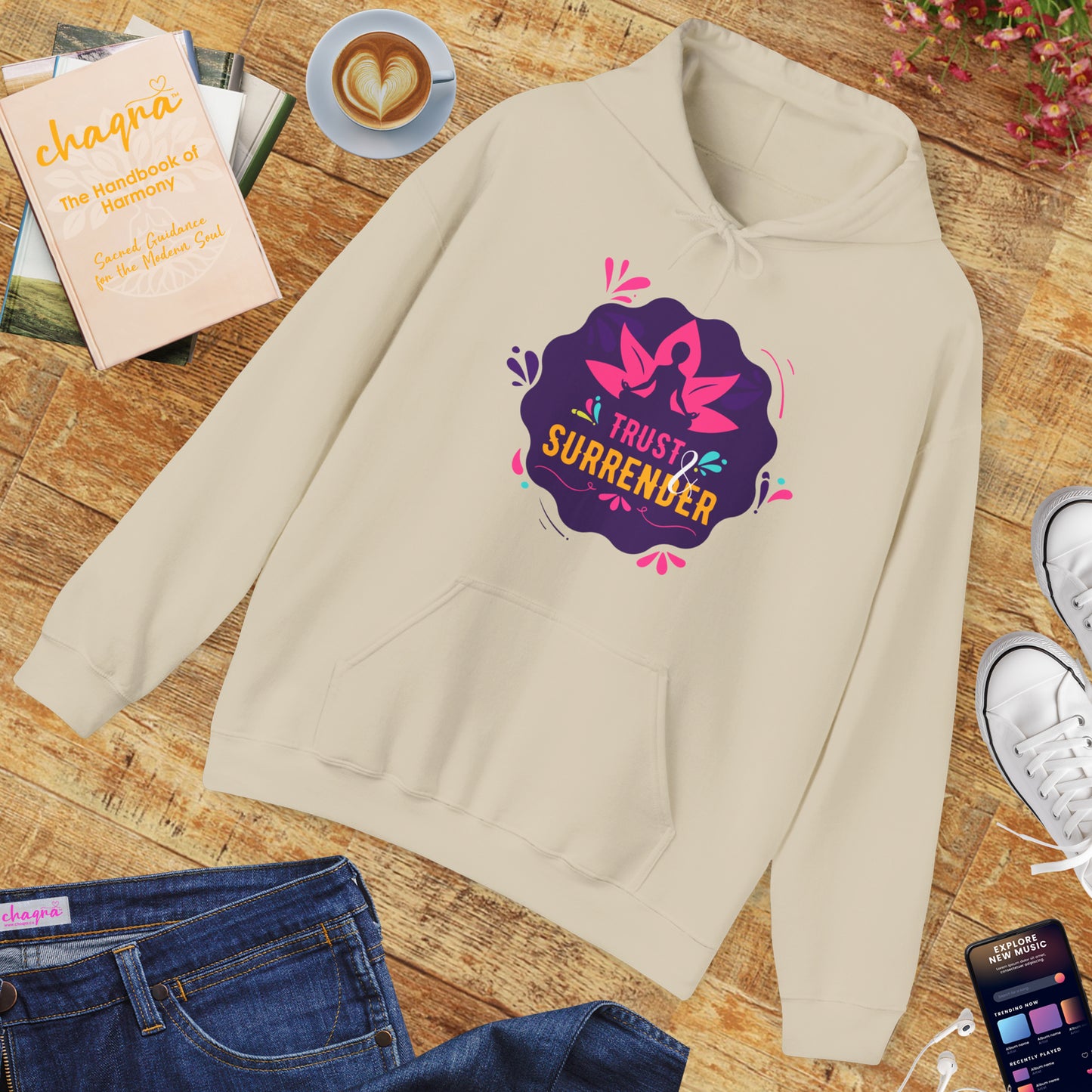 Lotus Flow “Trust & Surrender” Hoodie – Meditative Comfort with Sacred Intention 🌸🧘‍♀️✨