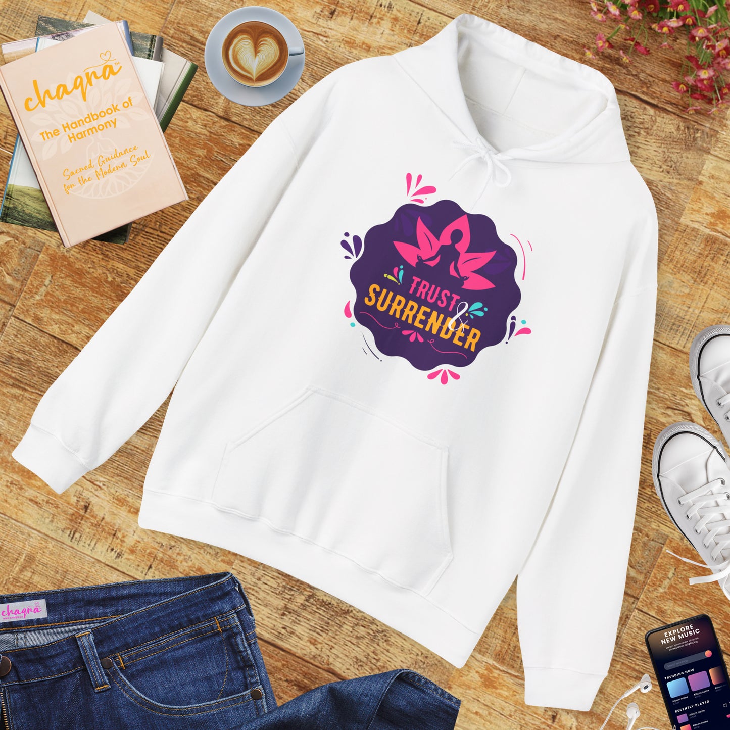 Lotus Flow “Trust & Surrender” Hoodie – Meditative Comfort with Sacred Intention 🌸🧘‍♀️✨