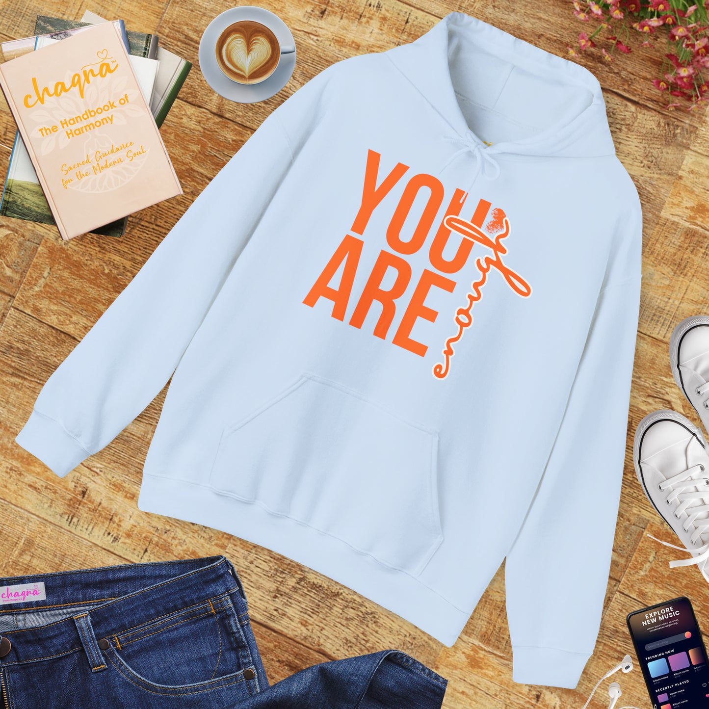 🌸You Are Enough Hoodie – A Soulful Reminder of Worthiness & Inner Light✨