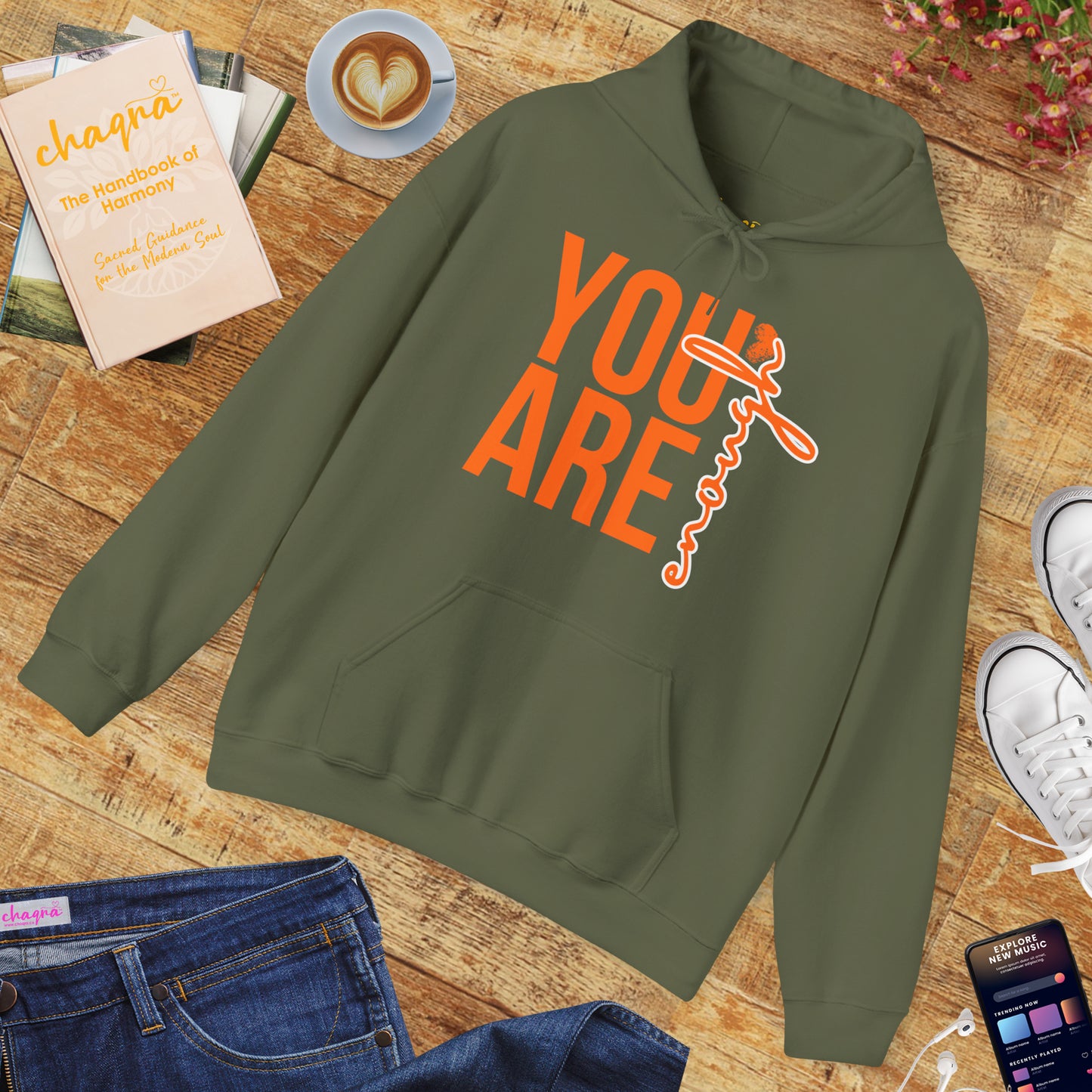 🌸You Are Enough Hoodie – A Soulful Reminder of Worthiness & Inner Light✨