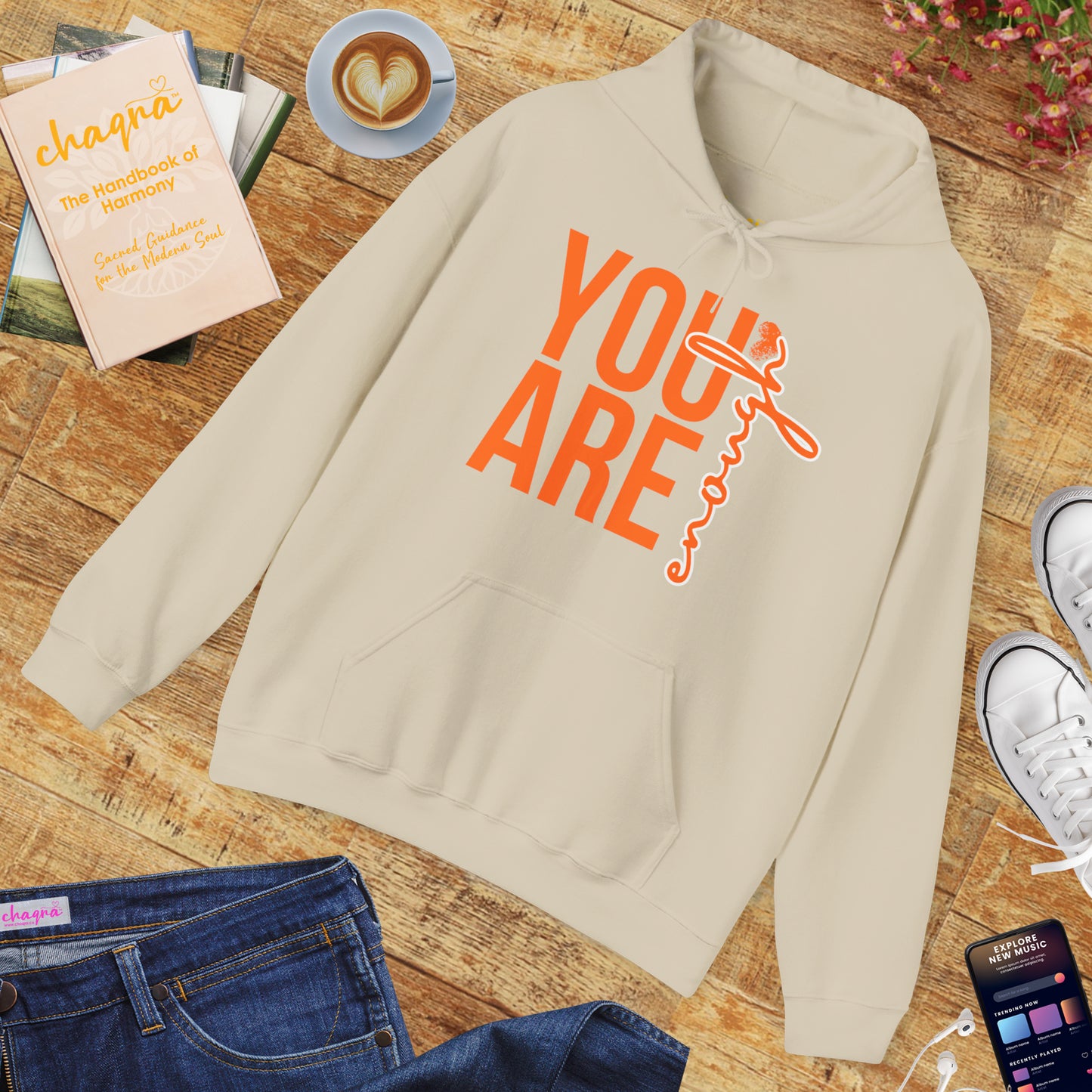 🌸You Are Enough Hoodie – A Soulful Reminder of Worthiness & Inner Light✨