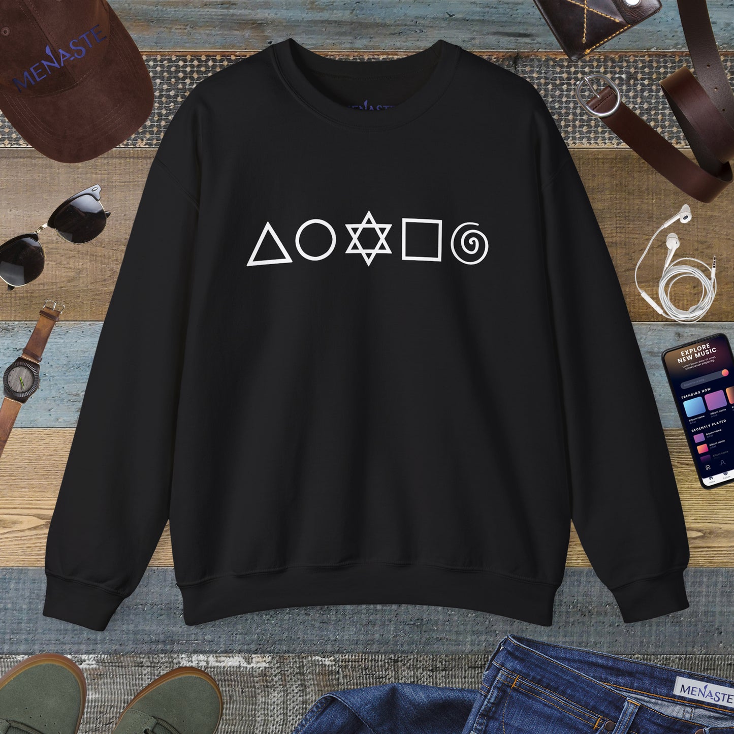 🜂🌑🜁 Menaste "THE FIVE ELEMENTS" — Signature Crewneck Sweatshirt