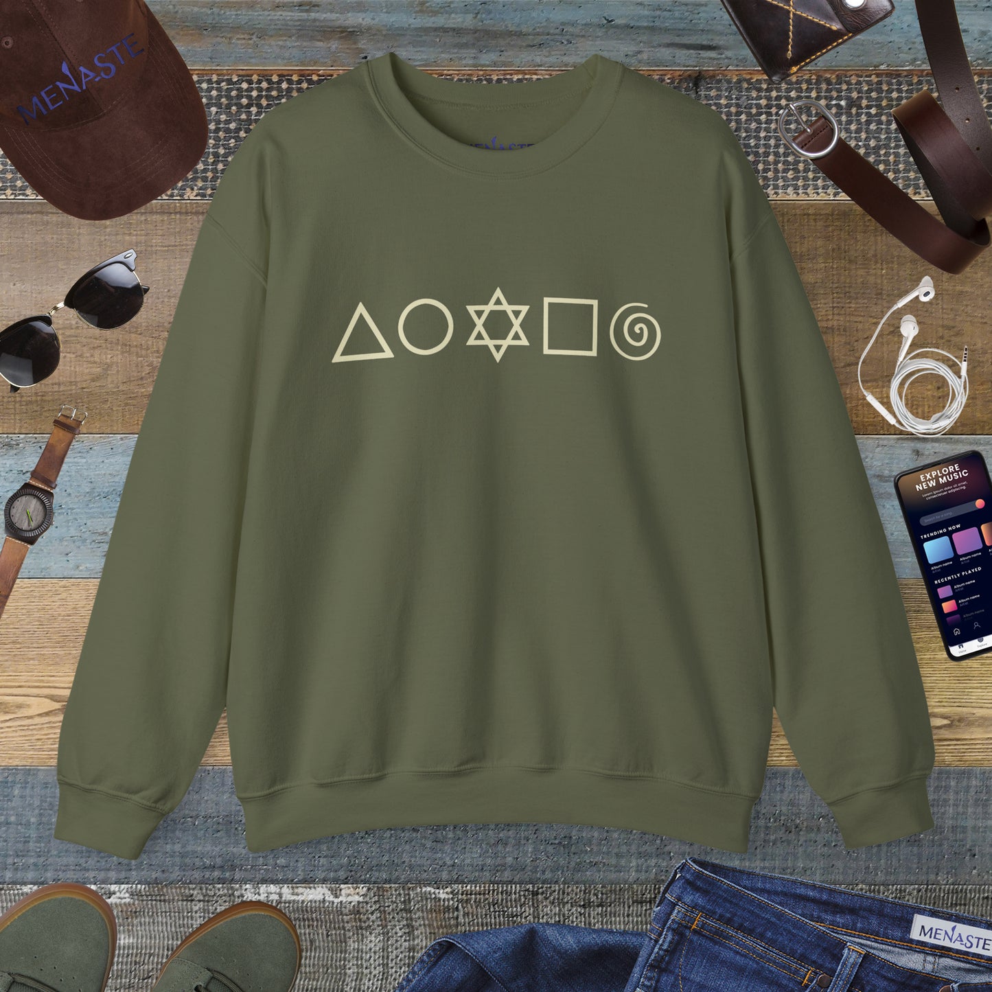 🜂🌑🜁 Menaste "THE FIVE ELEMENTS" — Signature Crewneck Sweatshirt