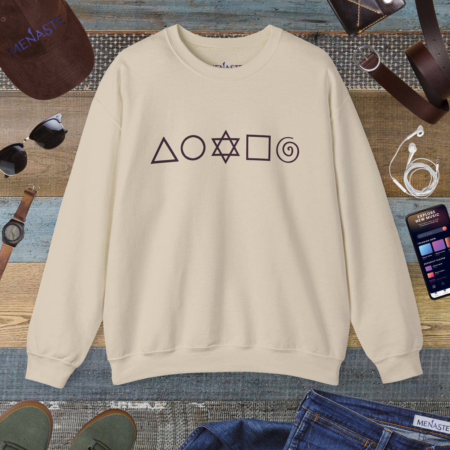 🜂🌑🜁 Menaste "THE FIVE ELEMENTS" — Signature Crewneck Sweatshirt