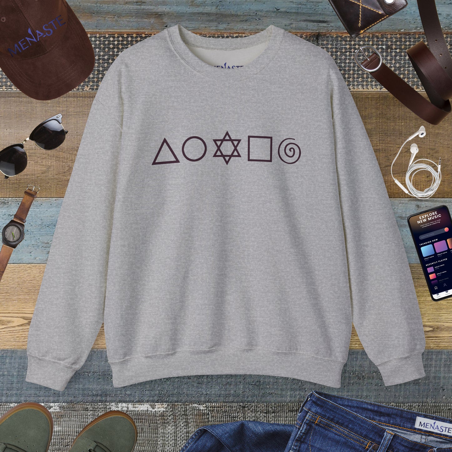 🜂🌑🜁 Menaste "THE FIVE ELEMENTS" — Signature Crewneck Sweatshirt