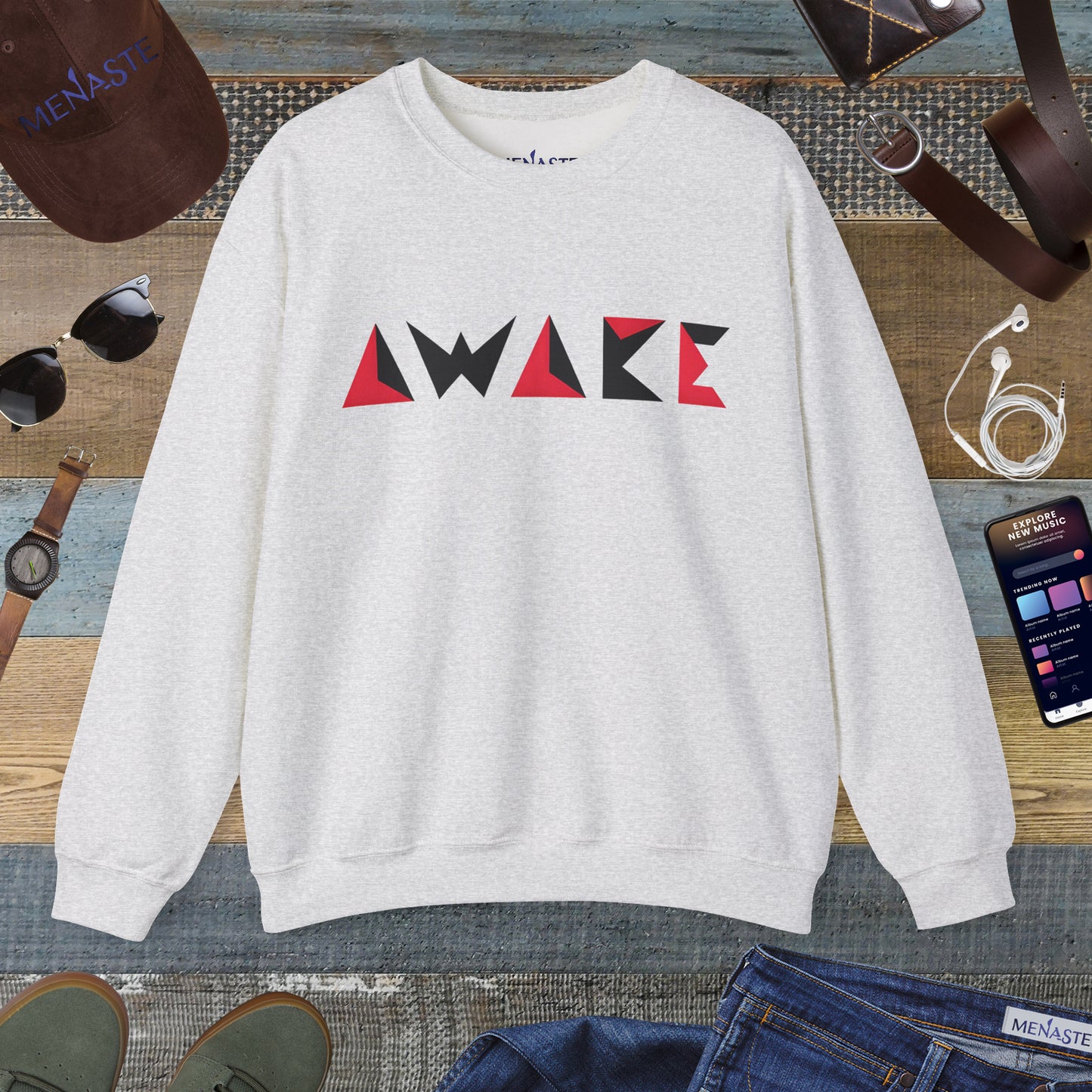 🌙 Menaste Geometric "AWAKE" Sweatshirt