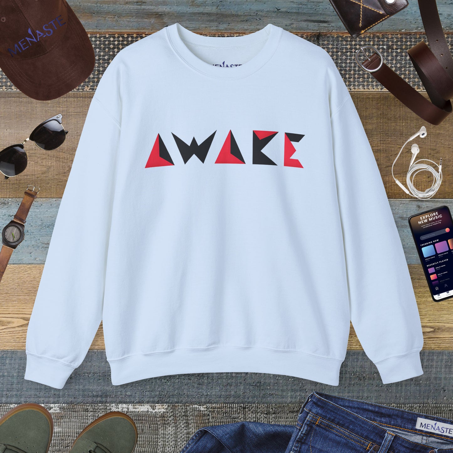 🌙 Menaste Geometric "AWAKE" Sweatshirt