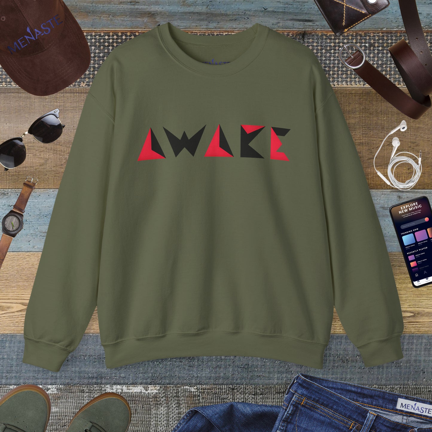 🌙 Menaste Geometric "AWAKE" Sweatshirt