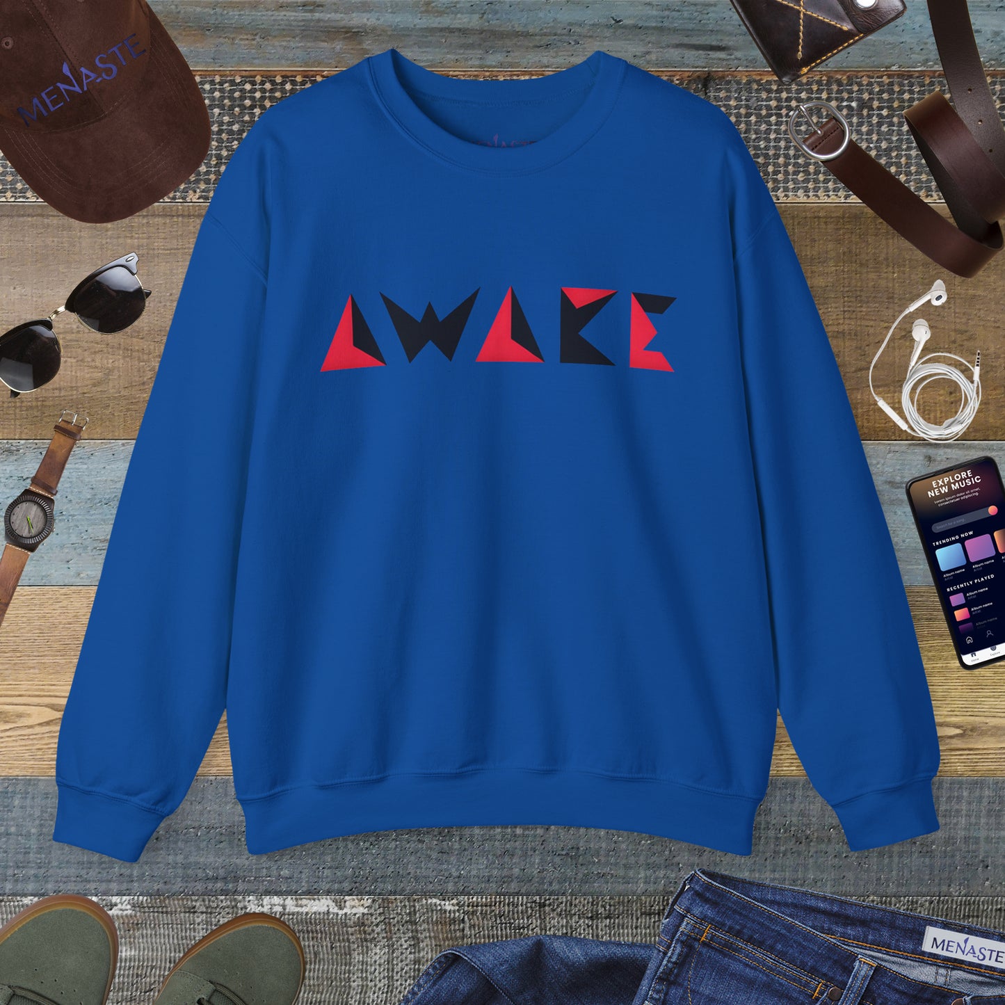🌙 Menaste Geometric "AWAKE" Sweatshirt