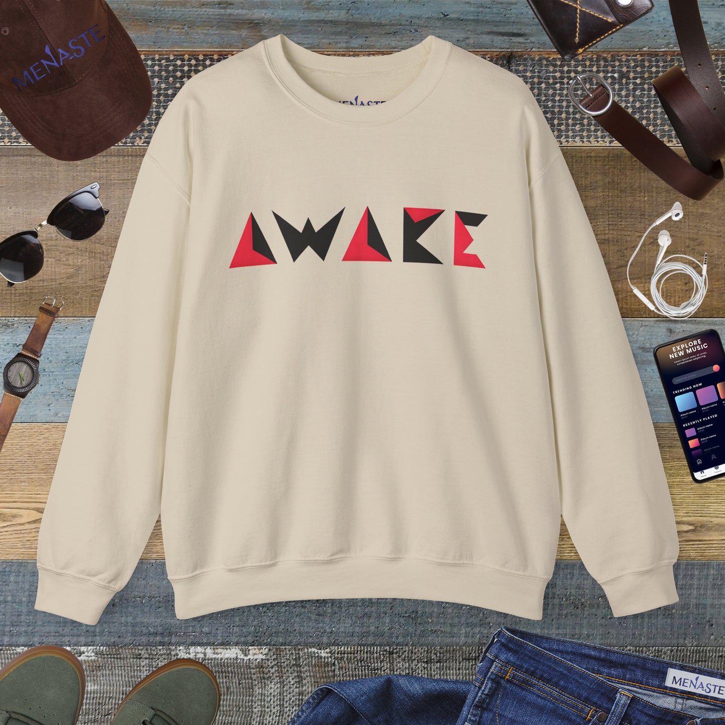 🌙 Menaste Geometric "AWAKE" Sweatshirt