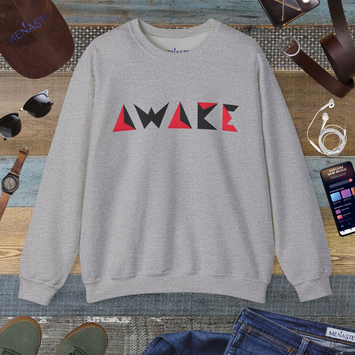 🌙 Menaste Geometric "AWAKE" Sweatshirt
