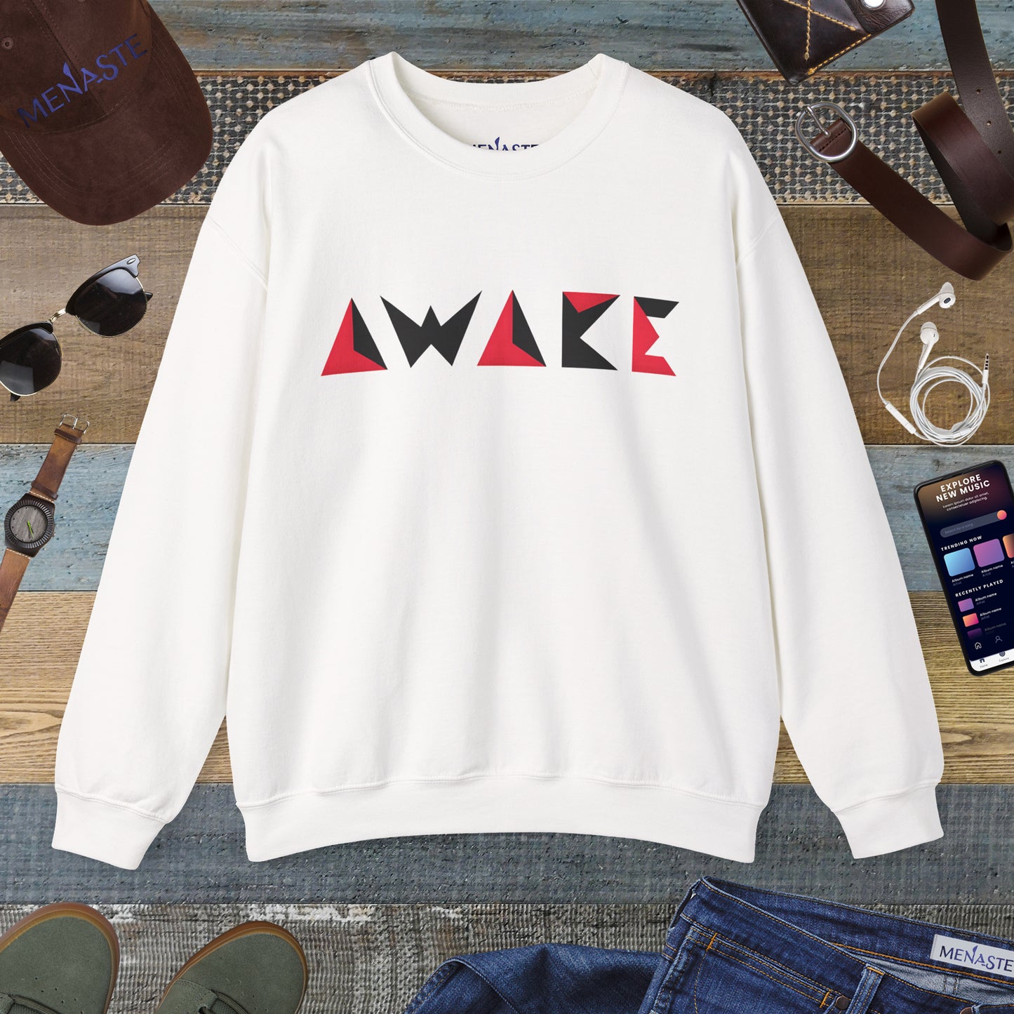 🌙 Menaste Geometric "AWAKE" Sweatshirt