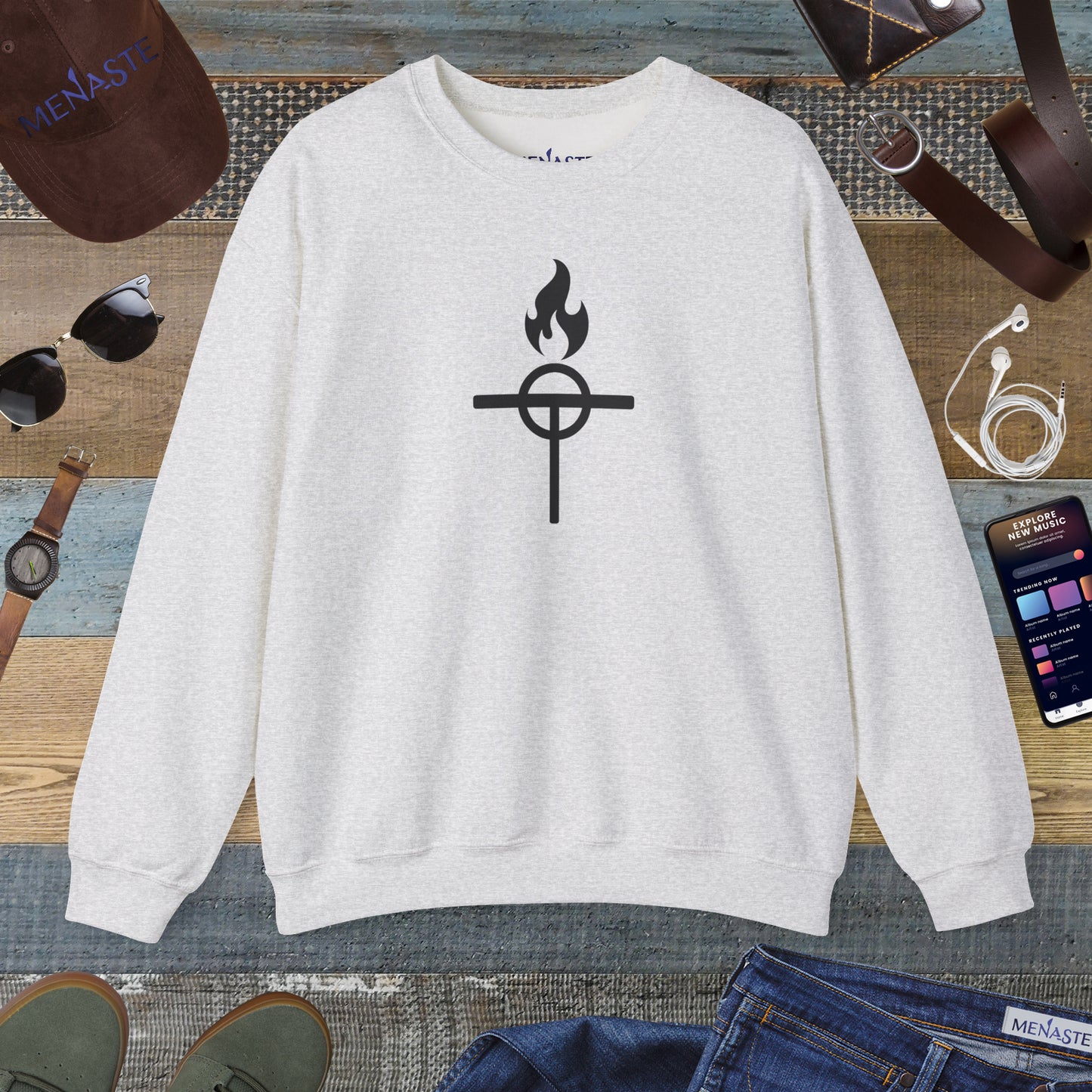 ⚔️ The Warrior Monk Sigil — Menaste Crewneck Sweatshirt (Monastic Edition)