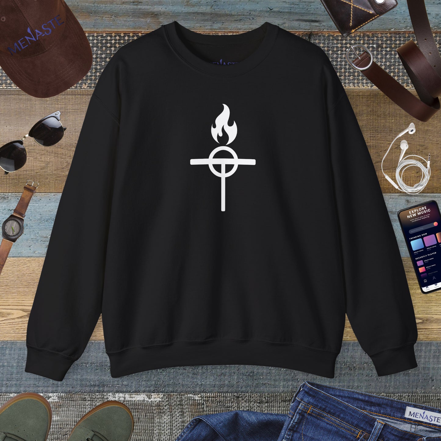 ⚔️ The Warrior Monk Sigil — Menaste Crewneck Sweatshirt (Monastic Edition)