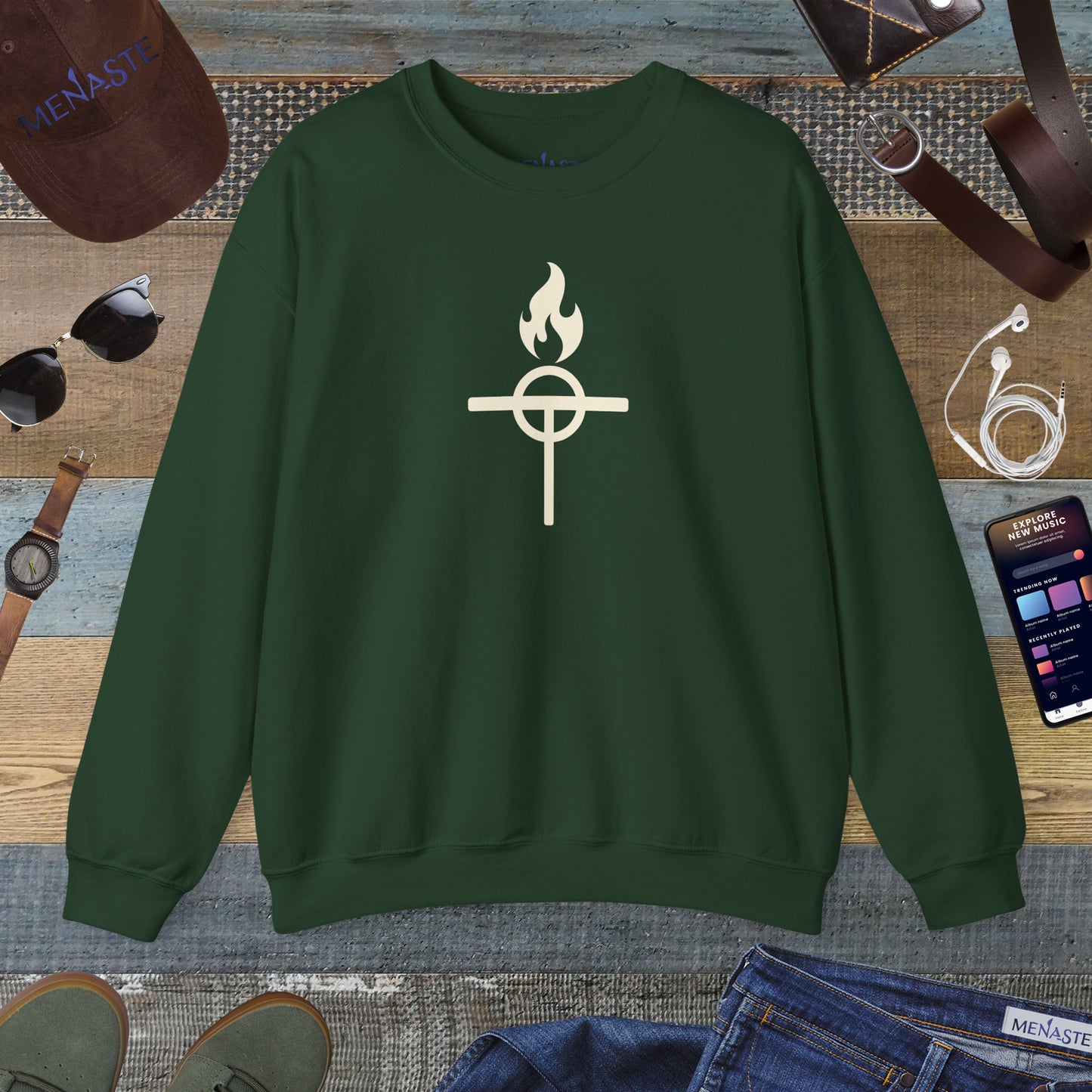 ⚔️ The Warrior Monk Sigil — Menaste Crewneck Sweatshirt (Monastic Edition)