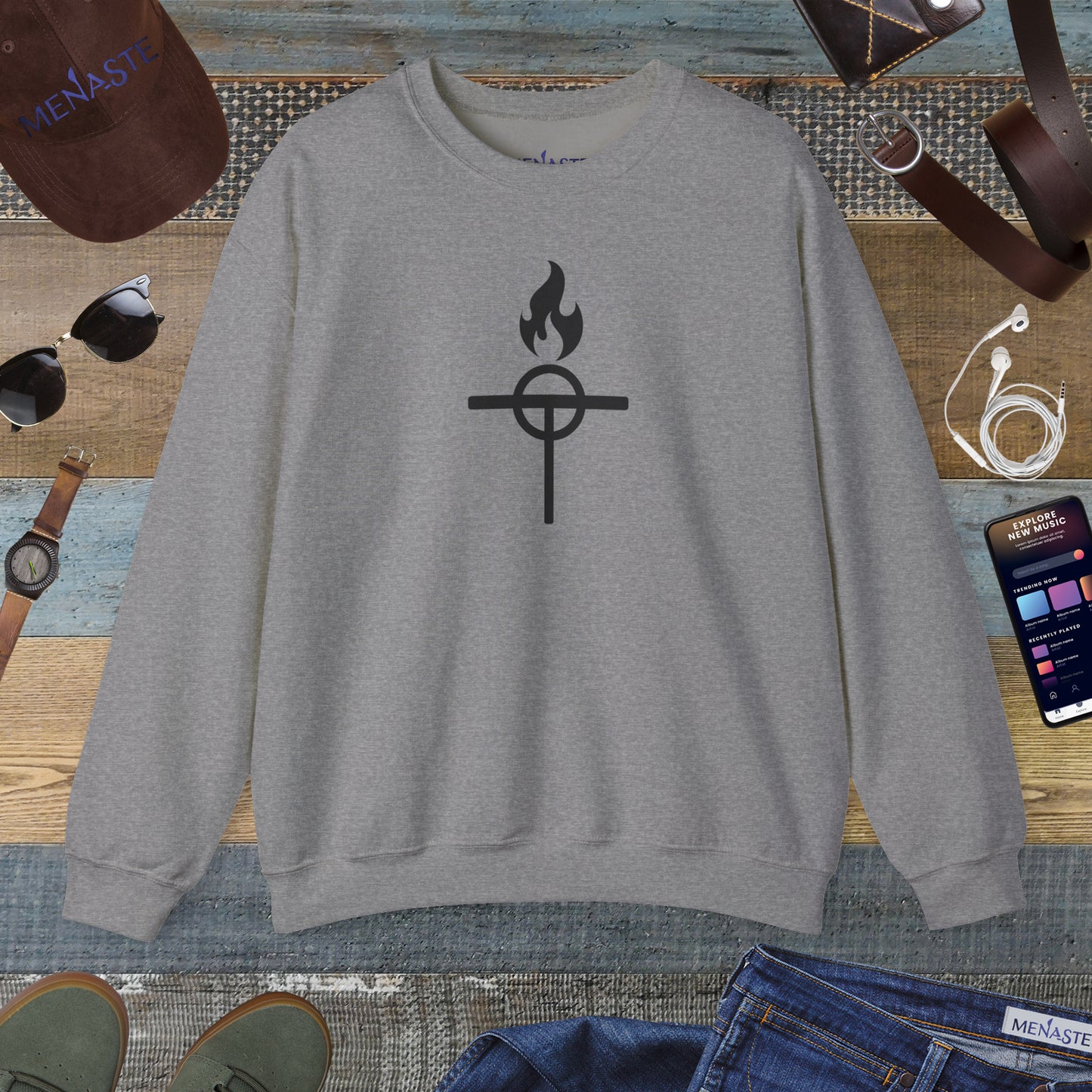⚔️ The Warrior Monk Sigil — Menaste Crewneck Sweatshirt (Monastic Edition)