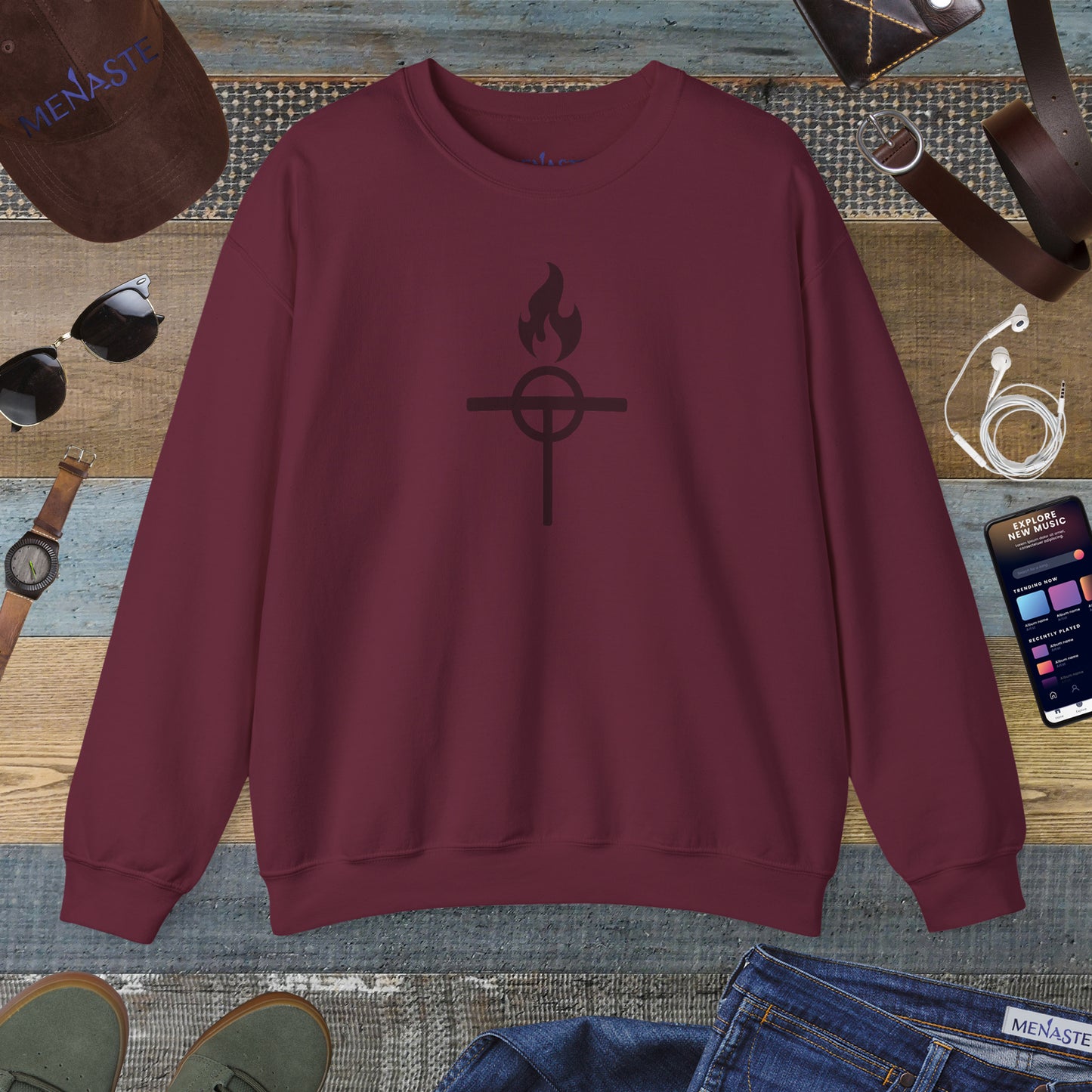 ⚔️ The Warrior Monk Sigil — Menaste Crewneck Sweatshirt (Monastic Edition)