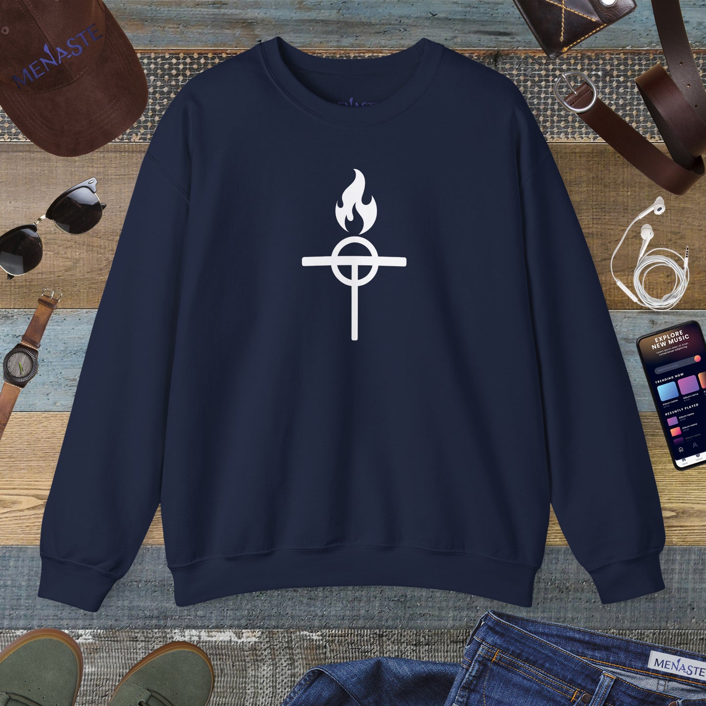 ⚔️ The Warrior Monk Sigil — Menaste Crewneck Sweatshirt (Monastic Edition)