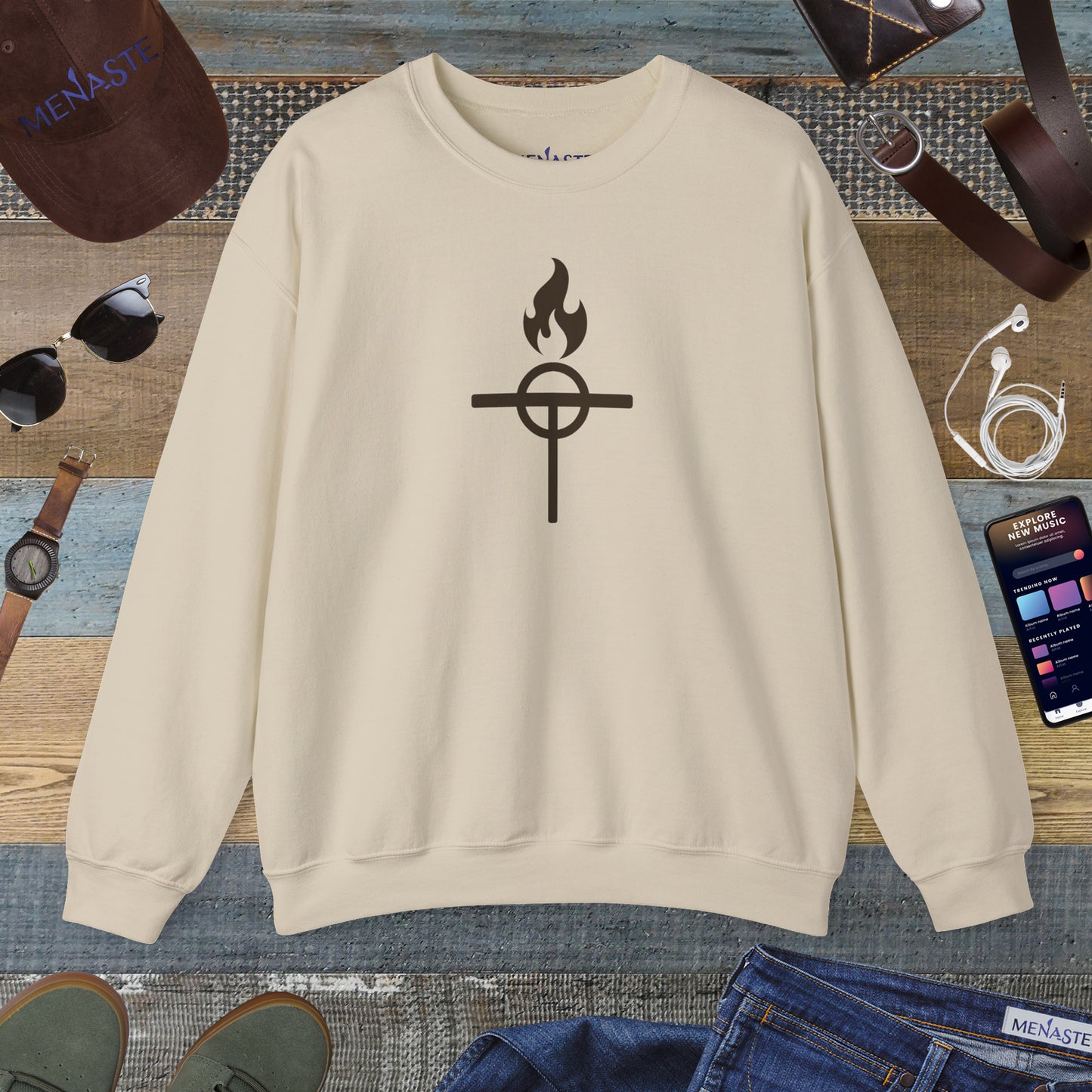 ⚔️ The Warrior Monk Sigil — Menaste Crewneck Sweatshirt (Monastic Edition)