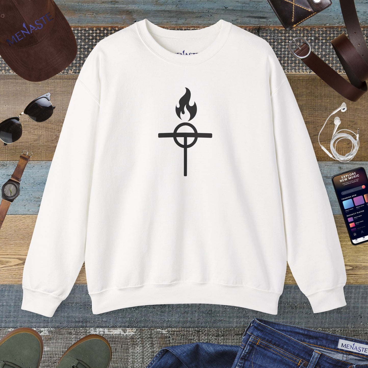 ⚔️ The Warrior Monk Sigil — Menaste Crewneck Sweatshirt (Monastic Edition)