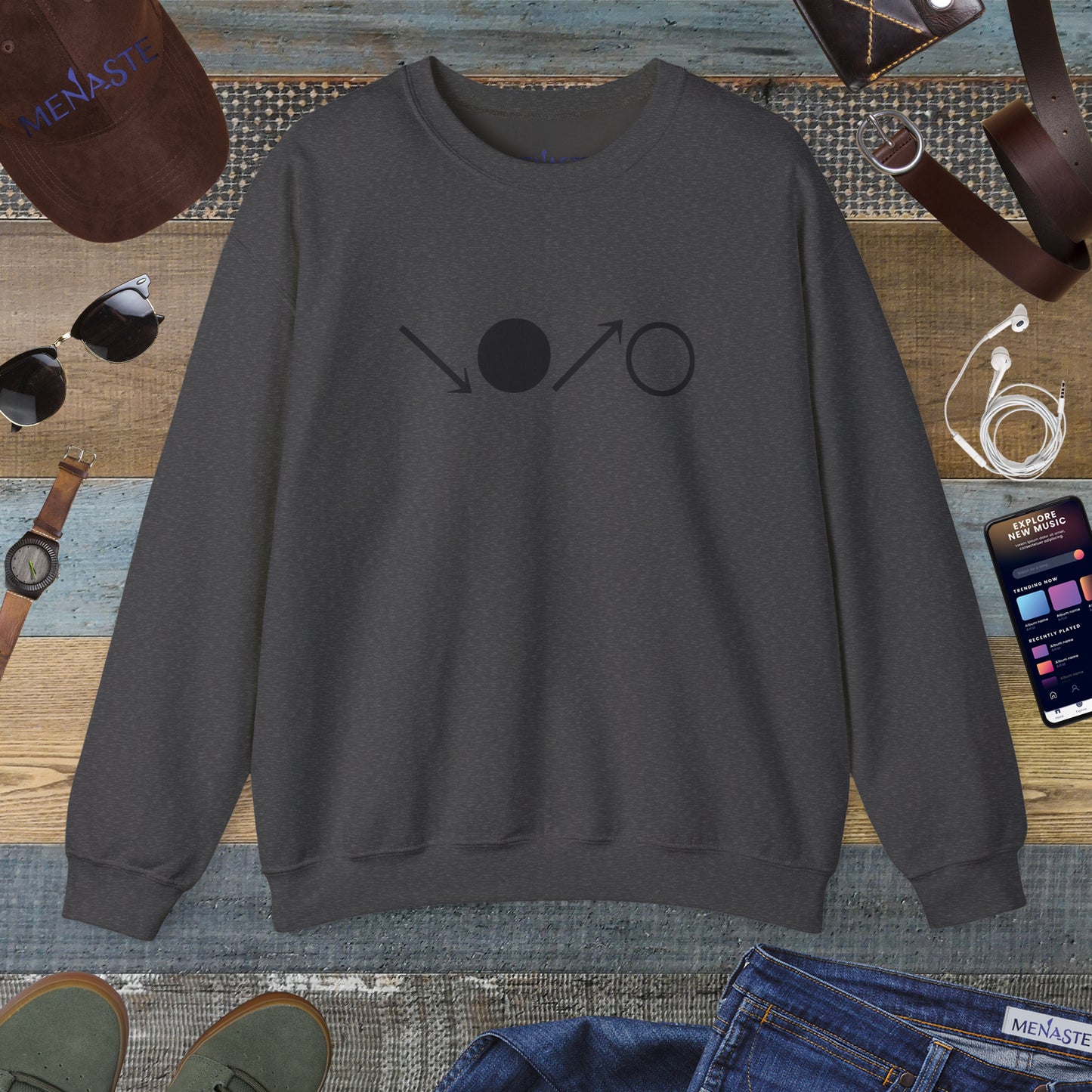 ↘•↗○ “The Breath Cycle” — Menaste Crewneck Sweatshirt