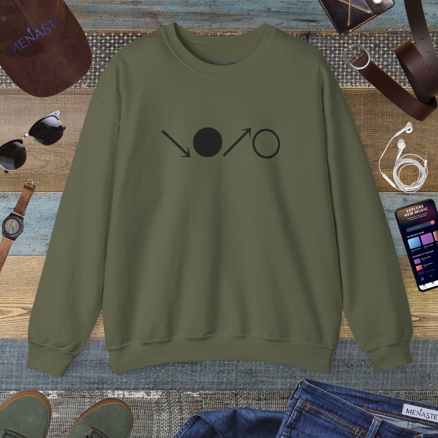 ↘•↗○ “The Breath Cycle” — Menaste Crewneck Sweatshirt