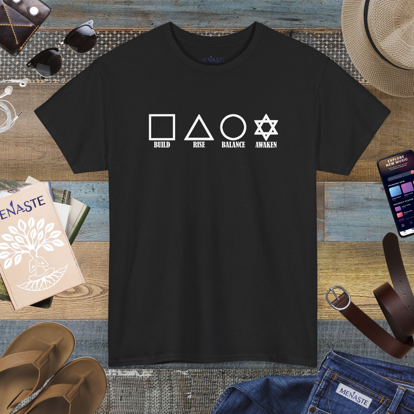 🌑🖤 THE FOUR PILLARS OF THE MASCULINE — Menaste T-Shirt