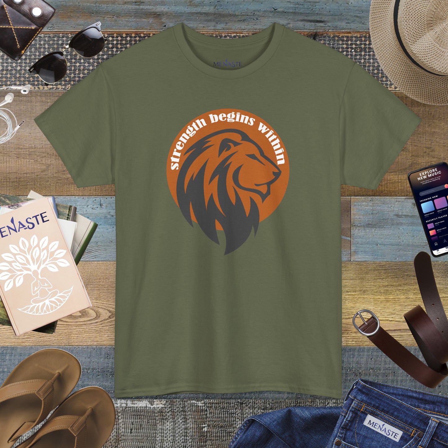 🔥🦁 “Strength Begins Within” — Menaste Lion Sigil Tee