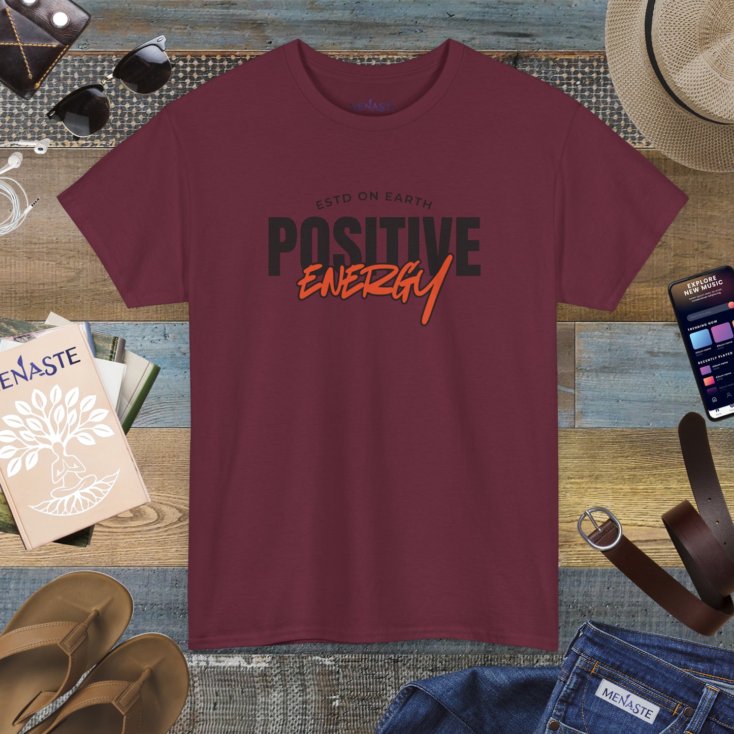⚡ Menaste “Positive Energy” — Grounded Radiance T-Shirt
