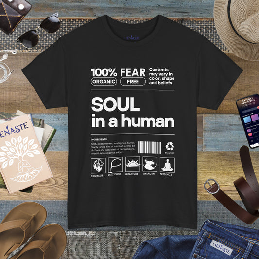 🜂 SOUL IN A HUMAN — The Human Blueprint Tee (Menaste Edition)