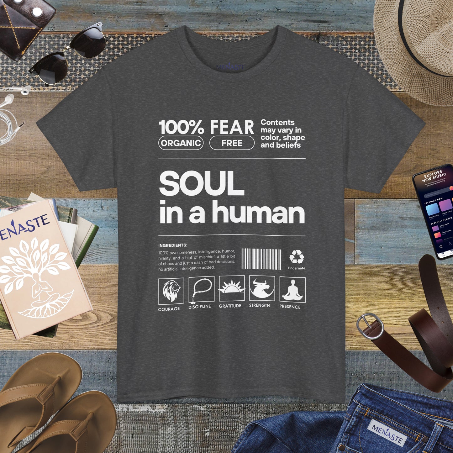 🜂 SOUL IN A HUMAN — The Human Blueprint Tee (Menaste Edition)