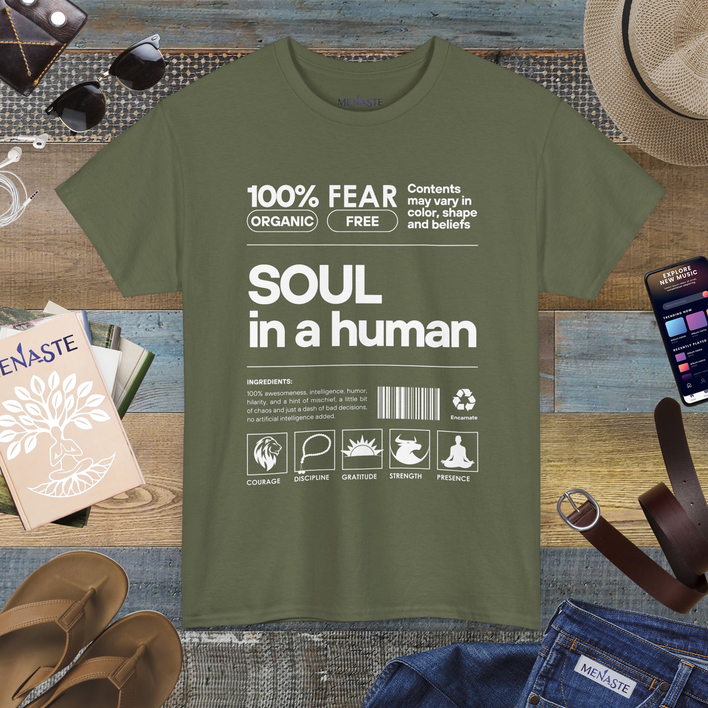 🜂 SOUL IN A HUMAN — The Human Blueprint Tee (Menaste Edition)
