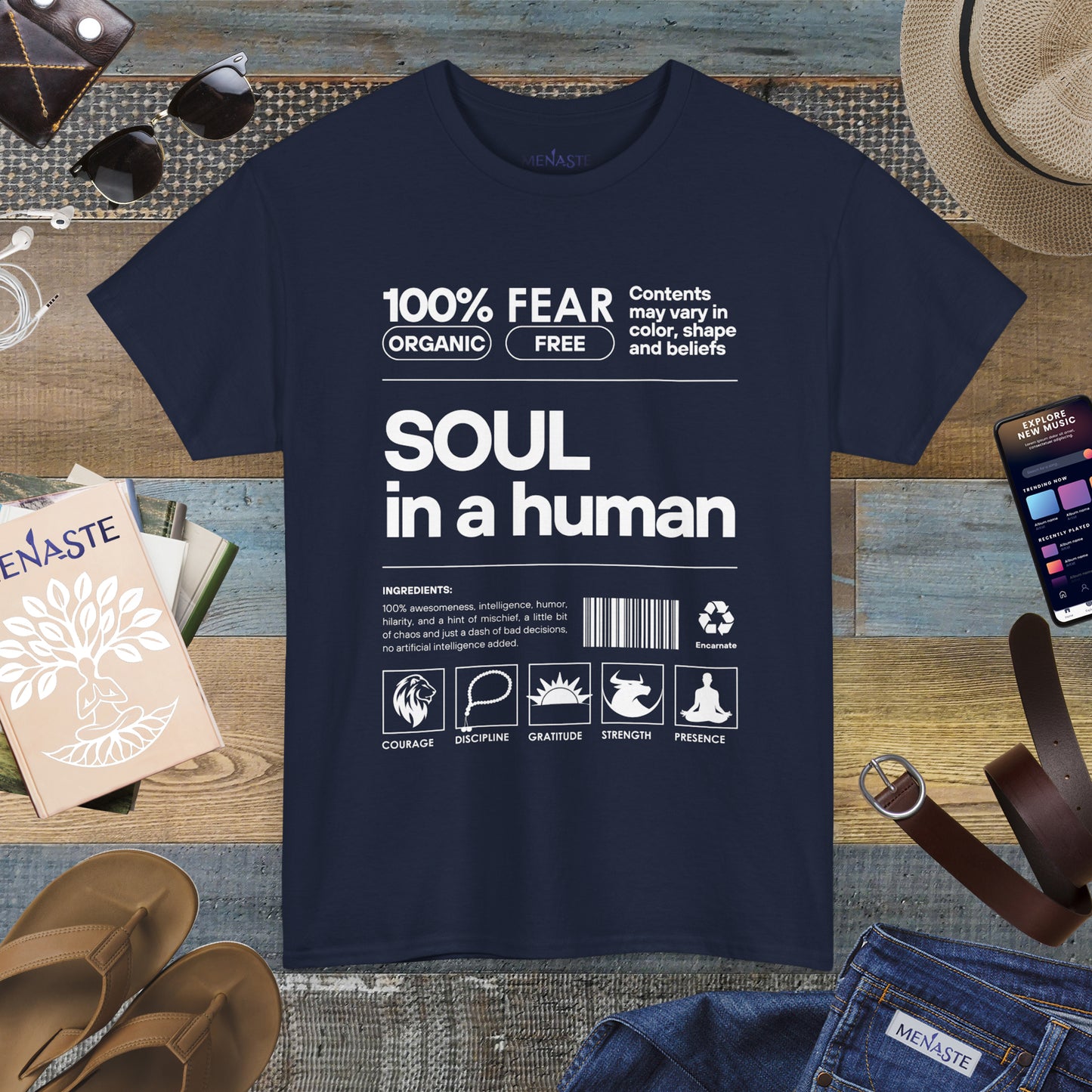 🜂 SOUL IN A HUMAN — The Human Blueprint Tee (Menaste Edition)