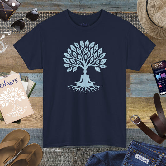 🌲🖤 ROOTED IN STILLNESS — Menaste™ Meditation Tee