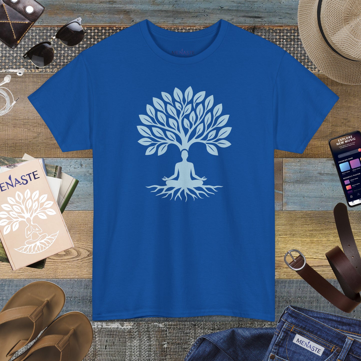 🌲🖤 ROOTED IN STILLNESS — Menaste™ Meditation Tee